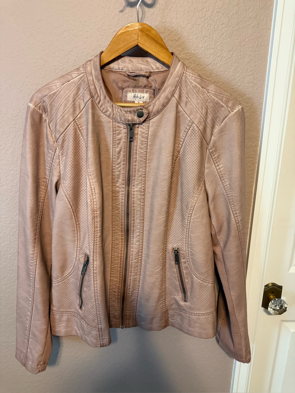 Style & Co Blush Faux Leather Jacket